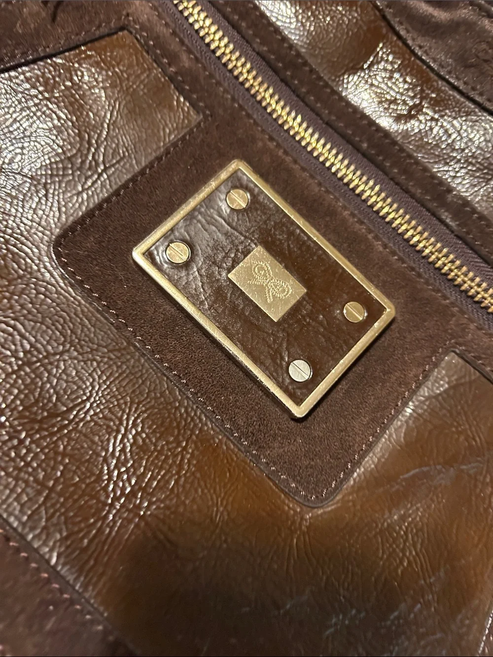 Anya Hindmarch Dark Brown Leather Messenger Shoulder Bag